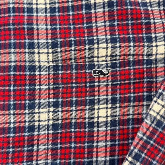 Men's Vineyard Vines 2XL Plaid Flannel Shirt Red Blue Classic Fit Tucker - Picture 3 of 8